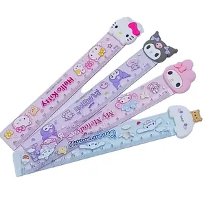 Kawaii Sanrio character 15cm rulers featuring Hello Kitty, Kuromi and Cinnamoroll