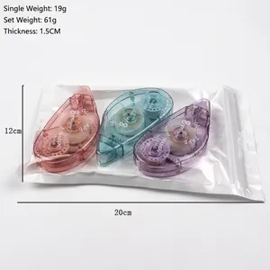 Detailed size chart for 8m dot double-sided adhesive tape set in pastel colors
