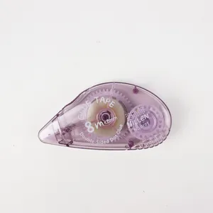 Detail of purple transparent dot glue tape showing 8m length and 8mm width specs