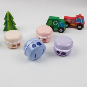 Macaron Hamburger Form Manueller Anspitzer Doppeloch Für Schüler Kinder Morandi-Farben ABS-Kunststoff Schule Schreibwaren Geschenk