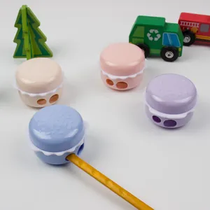 Manueller Doppel-Anspitzer in Macaron-Form, Morandi-Farben für Schüler und Schreibwaren