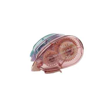 Three-pack 10m x 8mm colorful adhesive dot tape rollers in pink, purple, and cyan colors