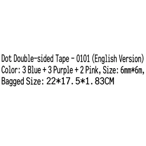 Spécifications du ruban adhésif double face 6mm en bleu, violet et rose assortis