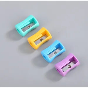 Mini Manual Pencil Sharpener Portable Single Hole Plastic Pencil Sharpener For Kids School Students Office Mixed Macaron Colors