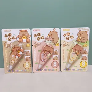 Set of three cute Capybara correction tapes with illustrated packaging for students