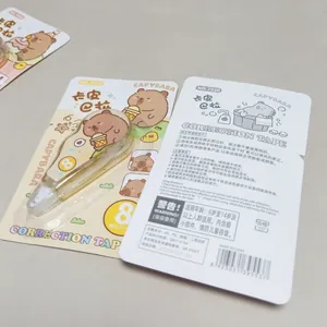 Detailed view showing the front and back of the Capybara themed correction tape packaging