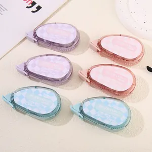 Set de cinta adhesiva doble cara colores macaron para estudiantes estuche traslúcido