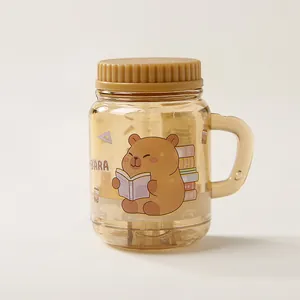 Mini amber cartoon pencil sharpener in water cup shape with cute bear and BARA text