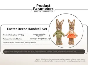 Detailed specifications for plaid Easter bunny refrigerator handle covers in polyester