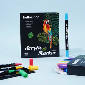 Double Headed Acrylic Marker Multicolor Waterproof Non-Toxic DIY Painting Pens Quick Dry Art Supplies For Students Artists Drawing Sketching
