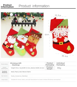 Spécifications de taille pour grandes chaussettes de Noël avec Père Noël et renne