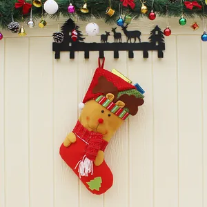 Grande chaussette de Noël avec motif renne et boucle de suspension pour cadeaux de fête