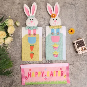 Fundas para manijas de refrigerador de conejo de Pascua con ropa de lunares suave