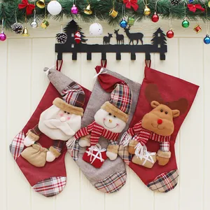 Set di 3 grandi calze di Natale con Babbo Natale Pupazzo di neve Renna per decorazione