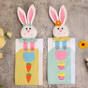 Juego de fundas para manijas de refrigerador de conejo de Pascua en fieltro de colores