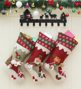 Three premium Christmas stockings featuring Santa, Snowman, and Reindeer 3D designs