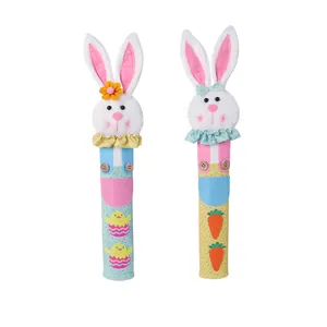 Juego de fundas para manijas de nevera de conejo de Pascua con bordado de zanahoria