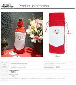 Dimensioni dettagliate del copribottiglia di Babbo Natale: altezza 31cm e larghezza 12cm