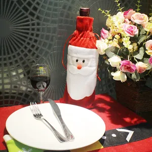Copribottiglia di Vino Babbo Natale in Tessuto Non Tessuto Decorazione Natalizia Rosso Bianco Sacchetto Regalo Con Coulisse
