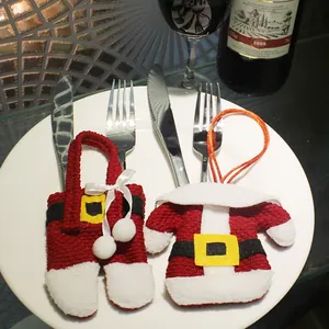 Christmas Santa Claus Coat And Pants Cutlery Holder Non-Woven Fabric Dinner Table Decoration Party Festive Utensil Pockets Bag