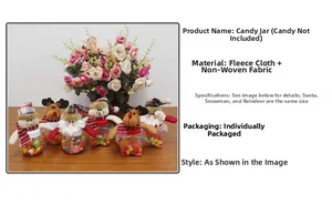 Christmas character candy jars with star shapes featuring Santa Snowman and Reindeer