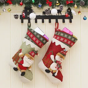 Calza di Natale 3D Babbo Natale Pupazzo di Neve Fatta a Mano Sacchetto Regalo Ornamento Sospeso Decorazione Albero di Natale Festa