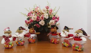 Détails de pots à bonbons de Noël avec figurines de Père Noël, Bonhomme de neige et Renne