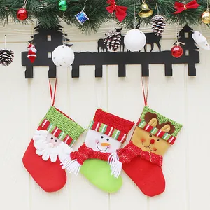 Christmas stocking set with Santa, Snowman and Reindeer hanging decorations