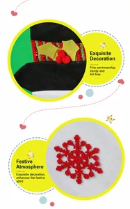 Détails de housse de chaise de Noël avec flocon en feutre et chapeau décoré de baies