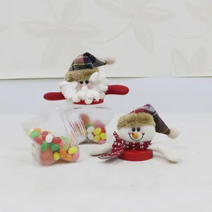Pots à bonbons de Noël en forme d'étoile avec couvercles en peluche Père Noël et Bonhomme
