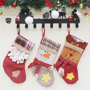 Christmas stocking set with Santa, Snowman and Reindeer hanging decorations