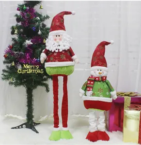 Détails des gnomes de Noël en peluche avec broderie de flocons et longues jambes télescopiques