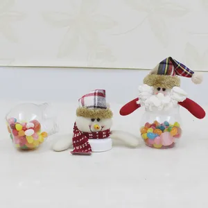 Bocaux à bonbons de Noël transparents avec figurines de Père Noël et bonhomme de neige