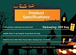 Detaillierte Spezifikationen für Halloween Plüsch-Hängedekorationen mit Geistern und Kürbissen