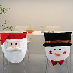 Housses de chaise de Noël avec motifs Père Noël et Bonhomme de neige pour décor de fête