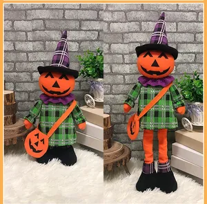 Poupée citrouille d'Halloween avec jambes télescopiques réglables en hauteur