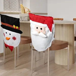 Housses de chaise de Noël avec motif 3D Père Noël et Bonhomme de neige pour décor festif