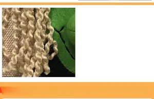 Detail of Halloween drawstring gift bag featuring green felt material and spiral doll hair