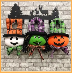 Set de colgantes de peluche para Halloween con fantasma, bruja y calabaza con sombreros