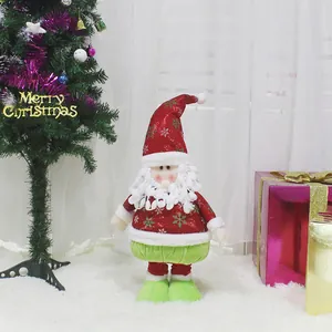 Poupée Père Noël en peluche avec jambes extensibles pour décoration de fête de Noël