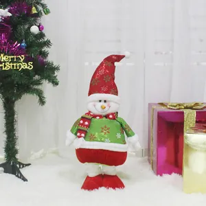 Grande poupée bonhomme de neige de Noël télescopique avec bonnet rouge et écharpe