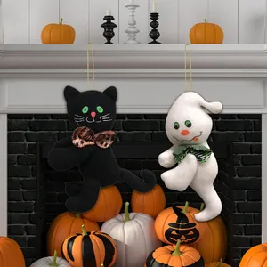 Halloween Plüschanhänger Geist und schwarze Katze für festliche Party-Wanddekoration