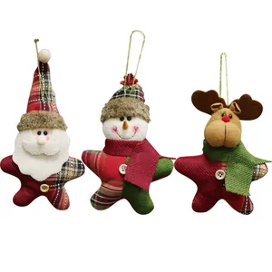 Lot de trois ornements de Noël avec Père Noël, bonhomme de neige et renne en étoile