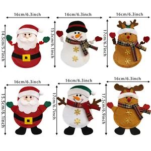Set di 6 portaposate natalizi con motivi di Babbo Natale, pupazzo di neve e renna