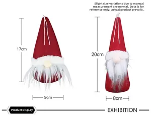 Detailed size specifications for red Christmas gnome hanging decorations in two sizes