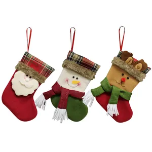Christmas stocking set with Santa snowman and reindeer designs for holiday decorations
