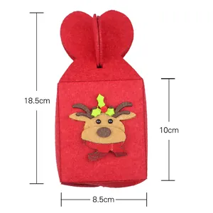 Christmas reindeer felt gift bag with handle and 3D applique for holiday treats