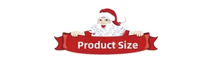 Christmas themed product size guide header with a cute Santa Claus illustration
