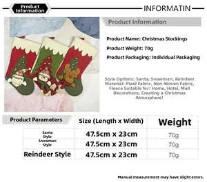 Detail of Christmas stocking dimensions and fabric specs for Santa and Reindeer designs