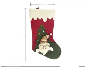 Detail view of large Christmas stocking with Santa Claus design, size 47.5cm by 22cm